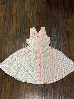 Serendipity Shrimp and Grits Kids Rainbow Striped Dress Size Large